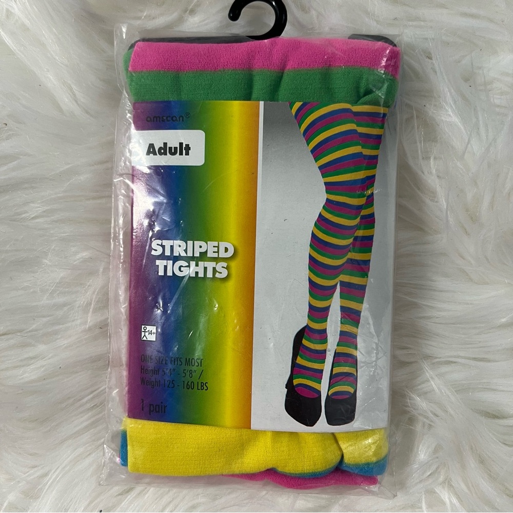 Colorful striped tights NEW adult multicolor rainbow halloween costume one size